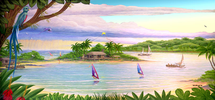 Tropical Cove Acrylic Painting filtered Painting by Duane McCullough