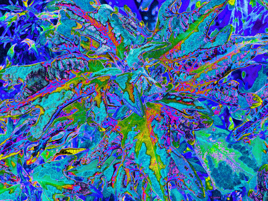 Tropical Foliage - Blues - Digital Artwork Digital Art by Kerri Ligatich