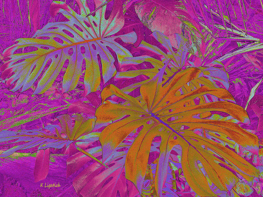 Tropical Foliage - Pink Digital Art by Kerri Ligatich