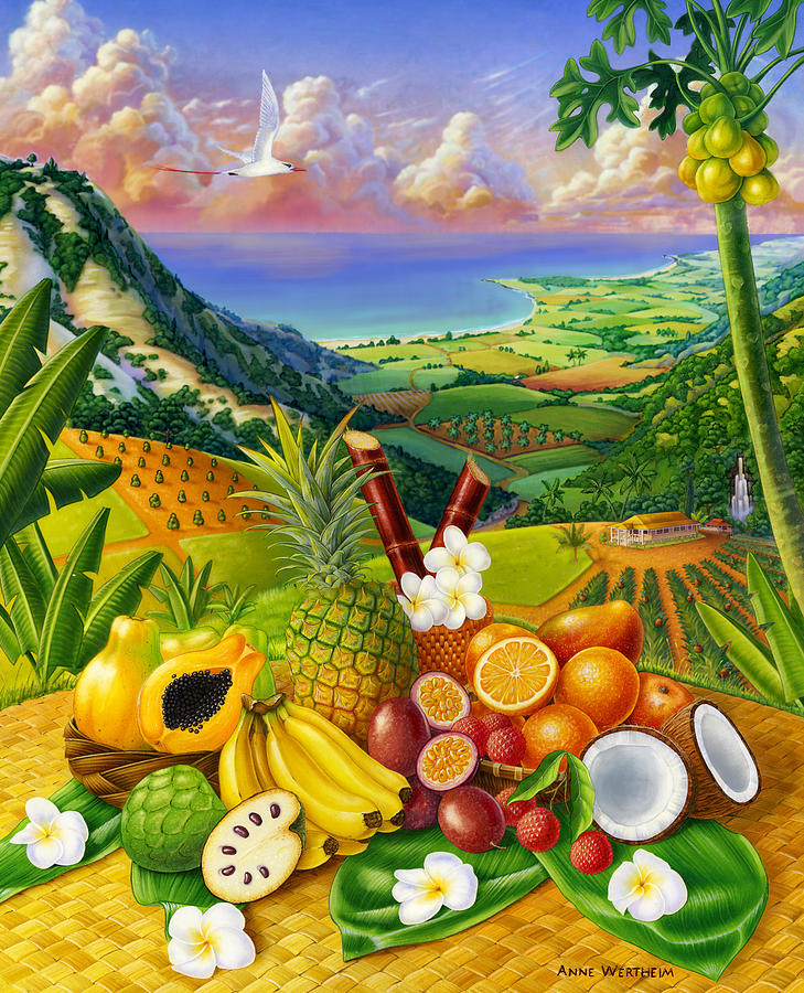 Tropical Fruit Medley Mixed Media by Anne Wertheim