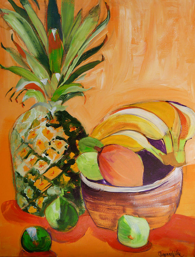 Lime Painting - Tropical Pineapple by Suzanne Willis