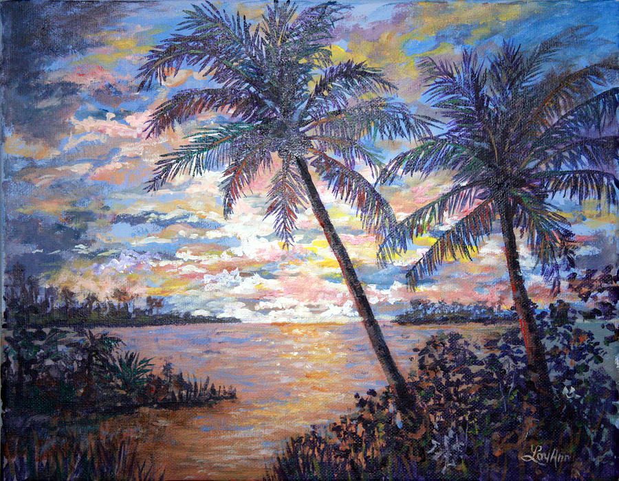 Sunset Painting - Tropical Sunset by Lou Ann Bagnall