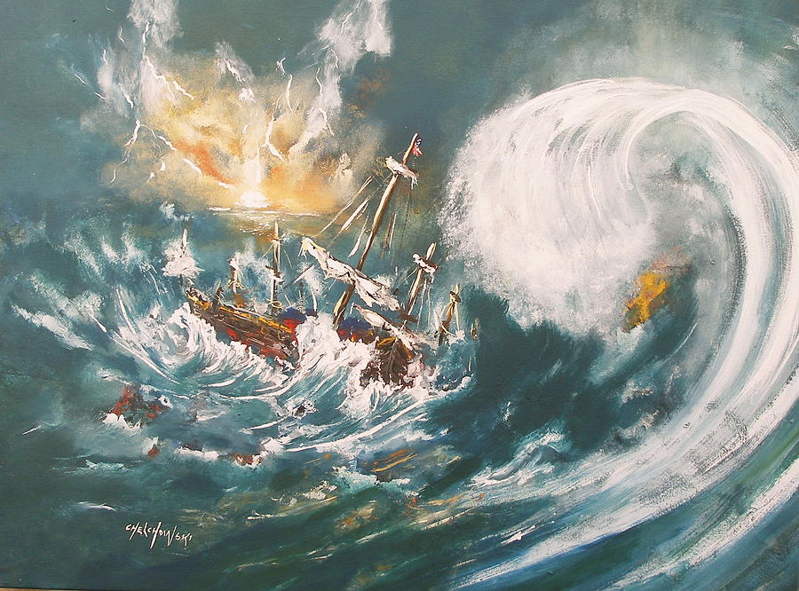 Trouble In The Ocean Painting by Miroslaw  Chelchowski