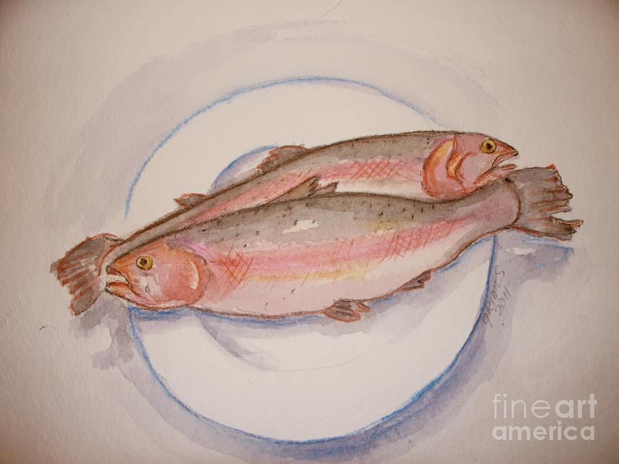 Trout Dinner Painting by Carol Grimes