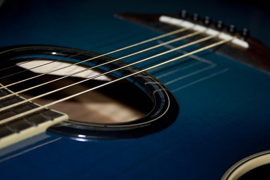True Blue Acoustic Guitar Photograph by Kathy Clark