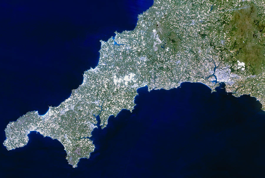 True-colour Satellite Image Of Cornwall, Uk by Science Photo Library