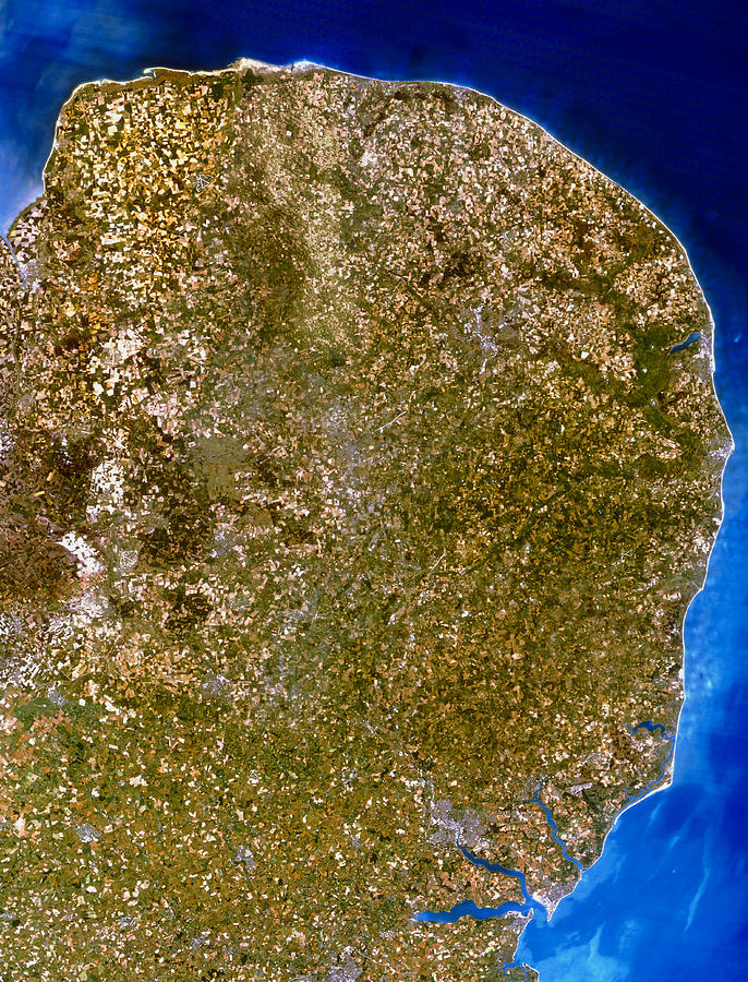 True-colour Satellite Image Of East Anglia, Uk Photograph by Planetobserver