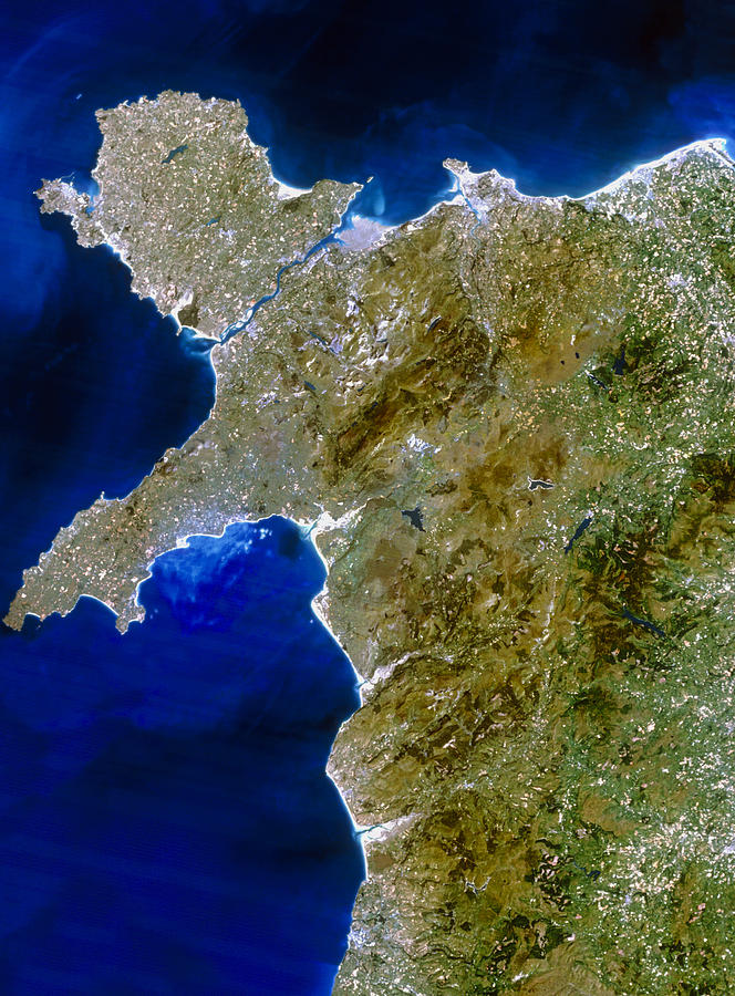 Satellite Map Of Wales True Colour Satellite Image Of Northwest Wales Photograph By Planetobserver  | Pixels