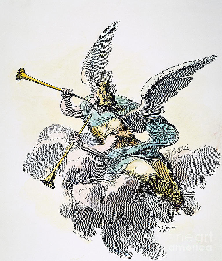 TRUMPETING ANGEL, 19th C Photograph by Granger