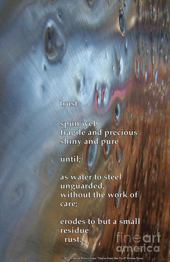 Poem Photograph - Trust by Richard Donin Poem Photograph - Trust by Richard Donin
