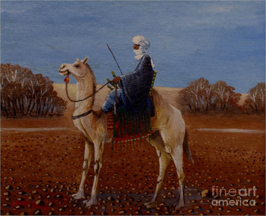 Tuareg in the Hamada Painting by Jean Pierre Bergoeing
