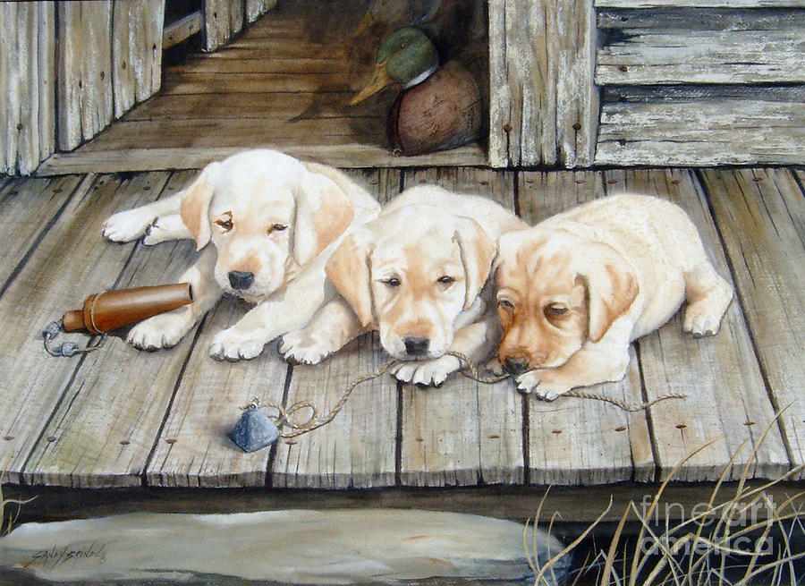 Tuckered Out Trio  SOLD  PRINTS AVAILABLE Painting by Sandy Brindle