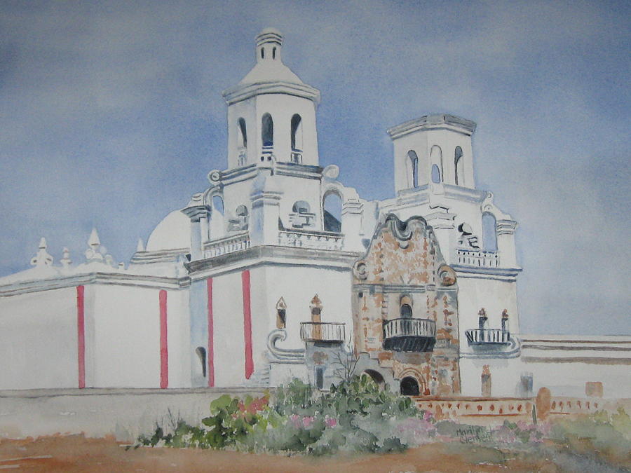 Church Painting - Tucson Mission by Marilyn  Clement