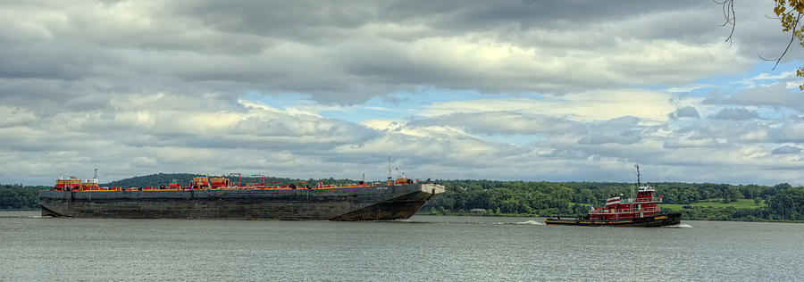 Boat Photograph - Tug and Barge on Hudson by Donna Lee Blais