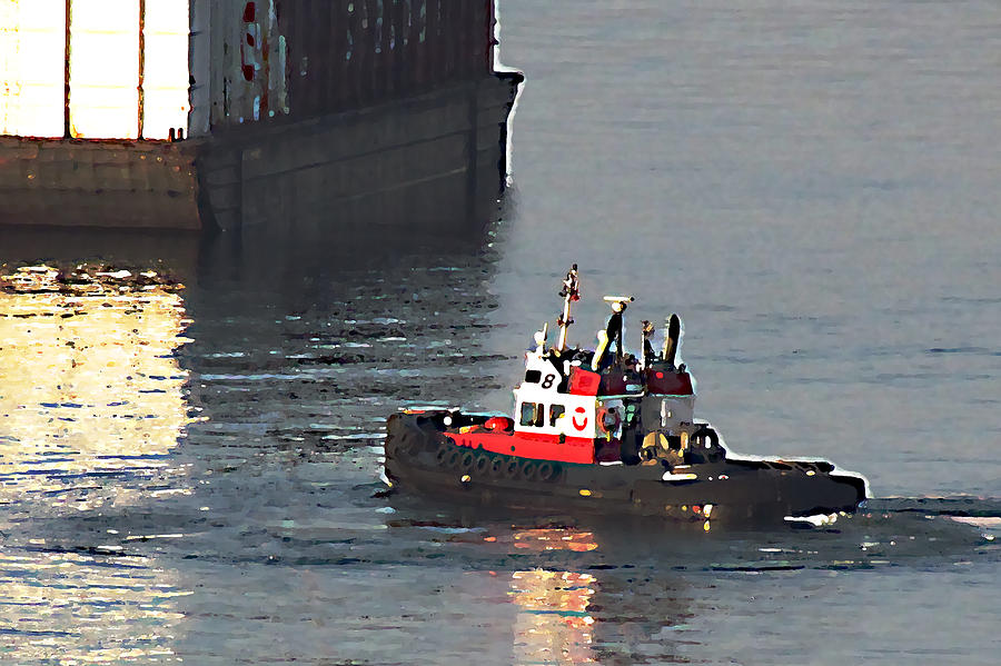 Boat Photograph - Tug around barges by Eric Hansen