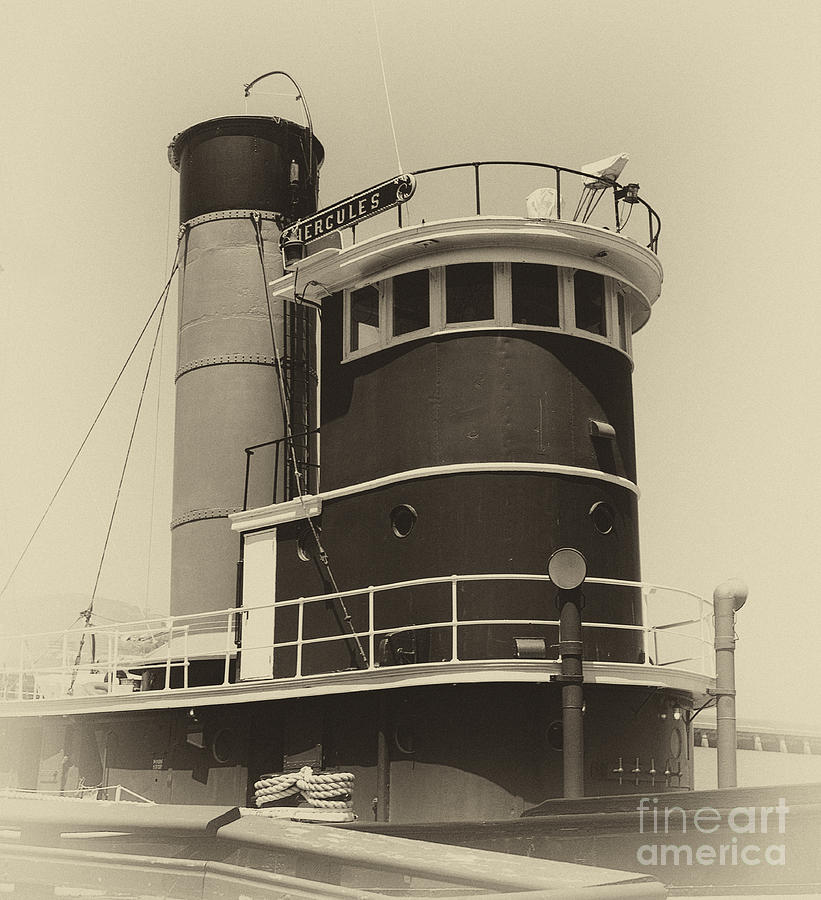 Tug Boat Black and White Photograph by Jim And Emily Bush