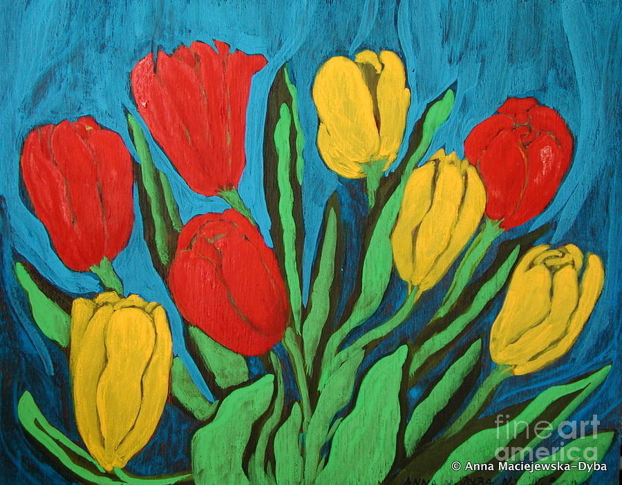 Tulips Painting by Anna Folkartanna Maciejewska-Dyba - Pixels