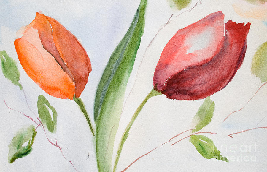 Tulips flowers Painting by Regina Jershova