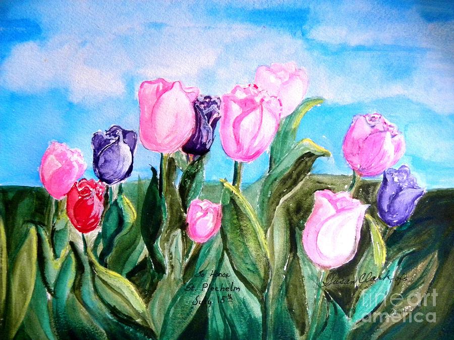 Tulip Painting - Tulips to Honor St. Plechelm by Susan Lee Clark
