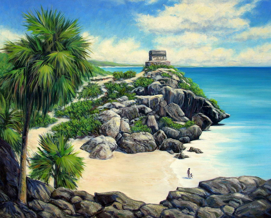 Beach Painting - Tulum Ruins Mexico by Vickie Fears