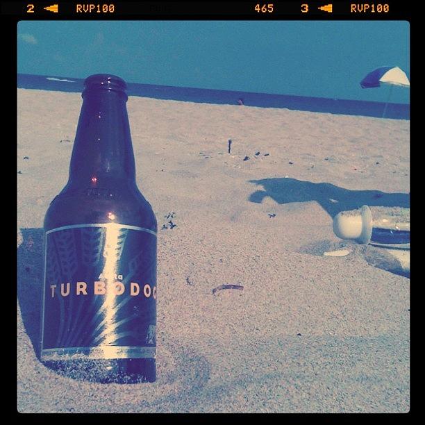 Beer Photograph - #turbodog #beer #beach #ocean #chill by Emily W