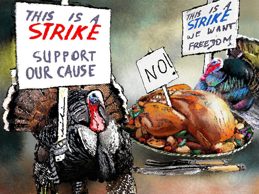 Turkey Strike Painting by Miki De Goodaboom