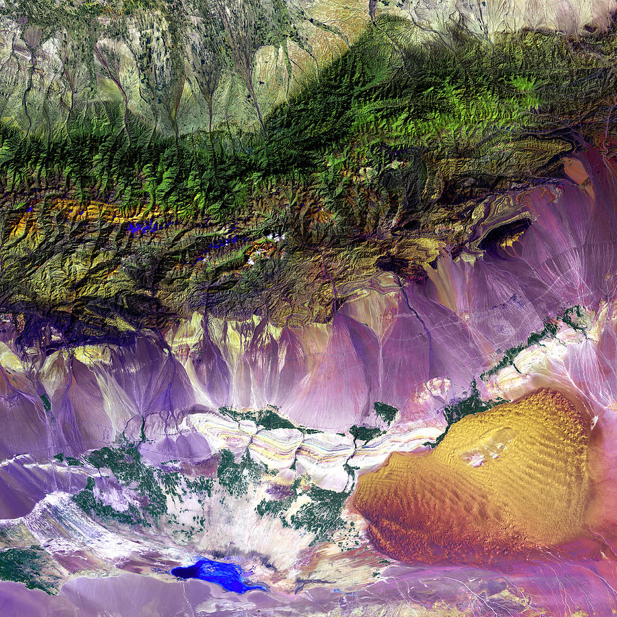 Turpan Depression, Satellite Image Photograph by Nasa