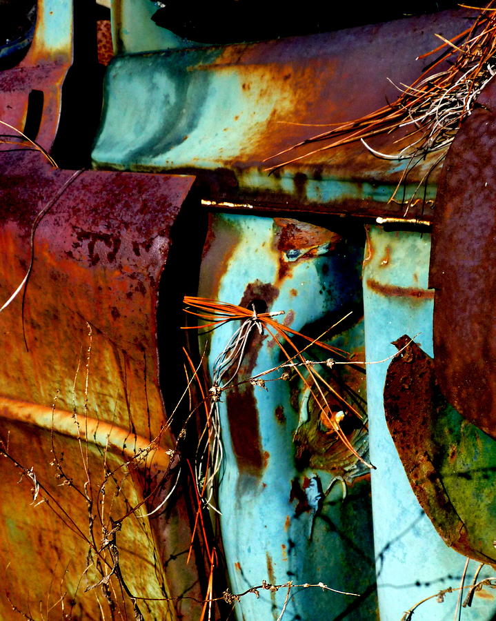 Turquoise and Siena Rust Abstract Photograph by Carla Parris