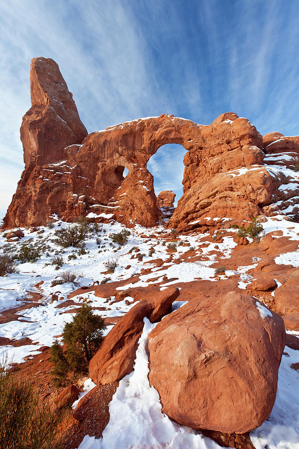 Turret Arch in Winter Photograph by D Robert Franz