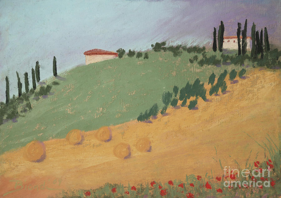 Tuscany Pastel - Tuscan Farm by Janet Biondi Tuscany Pastel - Tuscan Farm by Janet Biondi