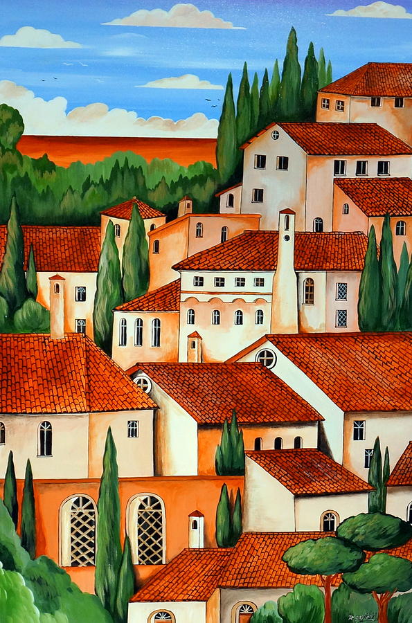 Tuscan roofs Painting by Roberto Gagliardi