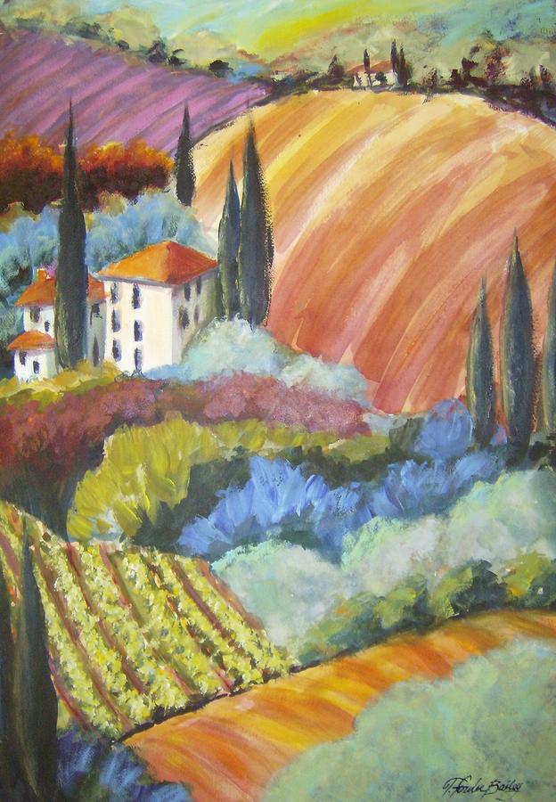 Tuscany Hillside Olives Painting by Therese Fowler-Bailey