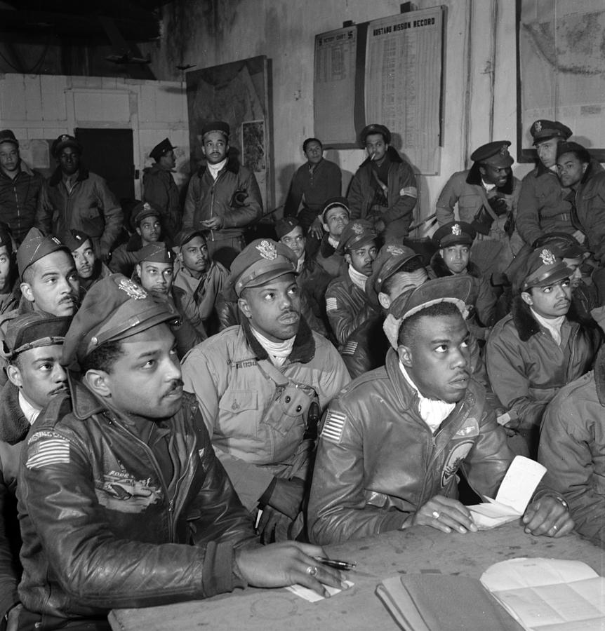 Tuskegee Airmen Attend A Briefing Photograph by Everett