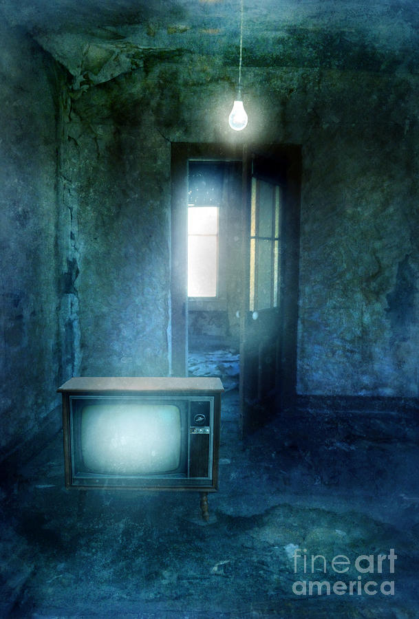 TV and Bare Lightbulb Photograph by Jill Battaglia
