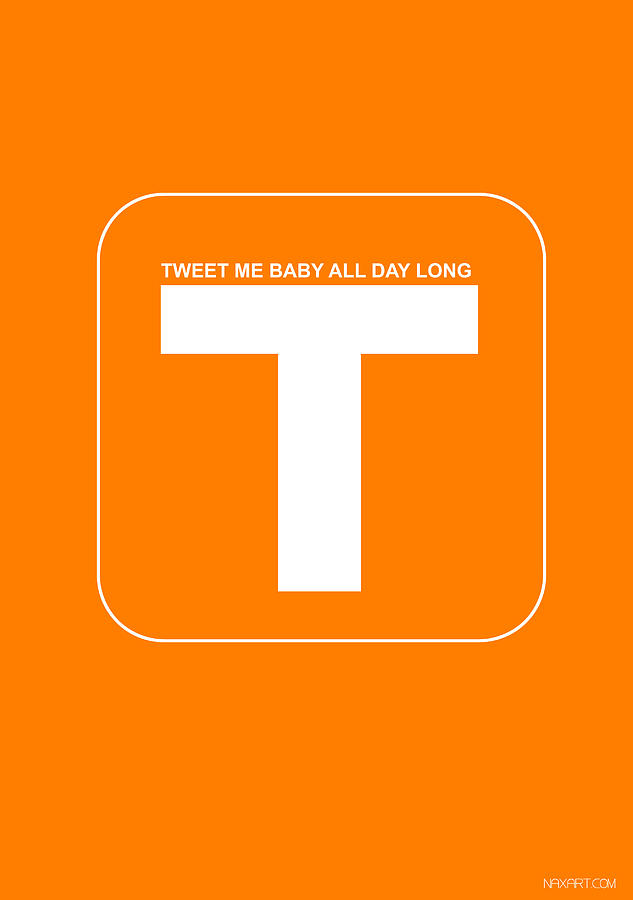 Apple Digital Art - Tweet me baby all night long Orange Poster by Naxart Studio