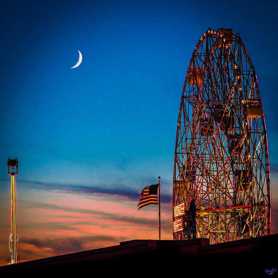Twilight at Coney Island Photograph by Chris Lord