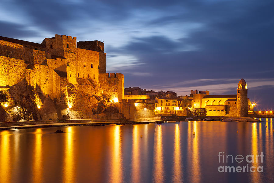 Castle Photograph - Twilight in Collioure by Brian Jannsen