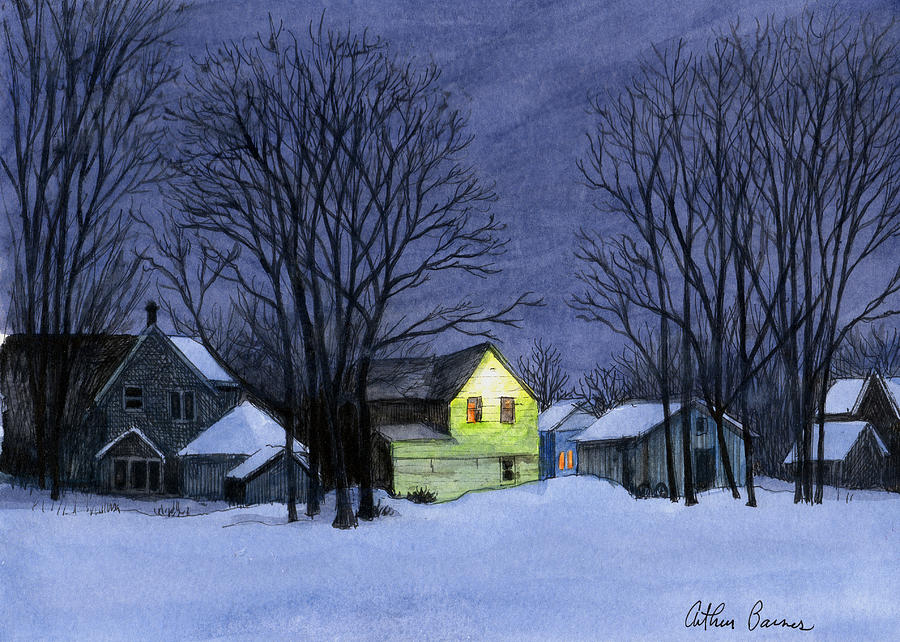 Twilight Snow Painting by Arthur Barnes