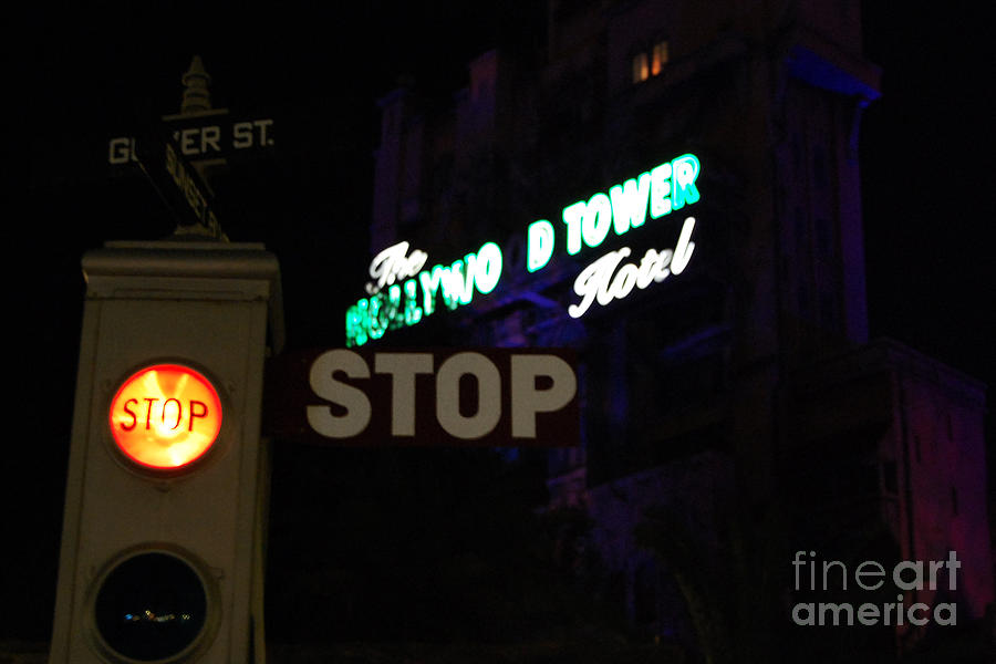 Twilight Zone Tower of Terror Stop Sign Hollywood Studios Walt Disney World Prints Photograph by Shawn OBrien