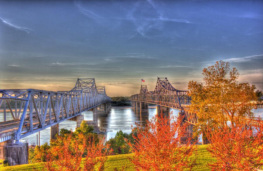 Twin Bridges Over the Mississippi Photograph by Barry Jones