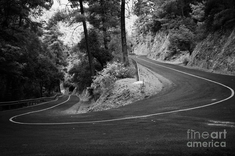 Twisty Hairpin Bend In A Mountain Road In The Troodos Mountains