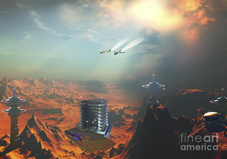 Two Aircraft Fly Over An Enemy Base Digital Art