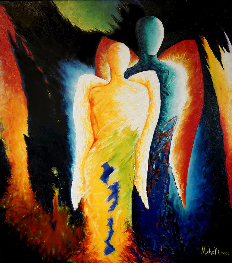 Two Angels Painting by Joe Michelli