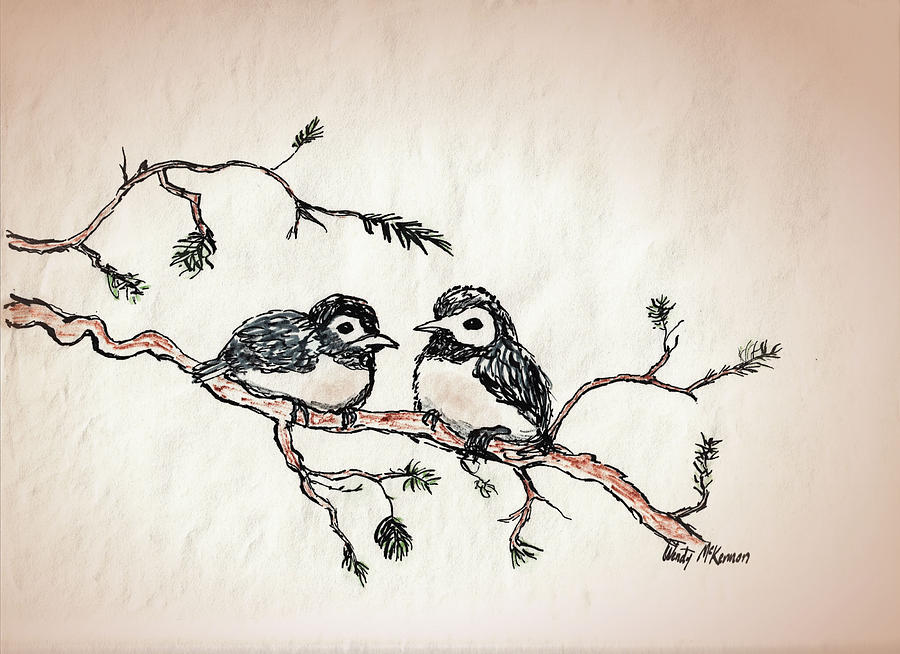 Two Birds Drawing by Wendy McKennon