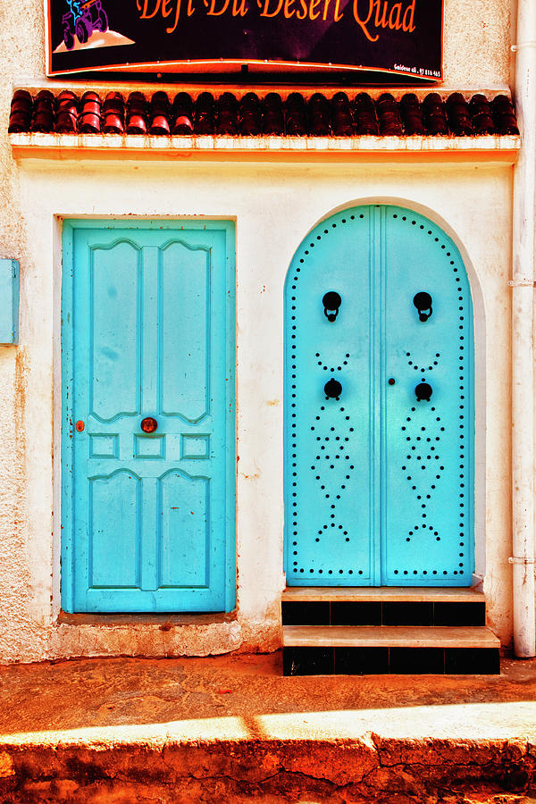 Two Blue Doors Tunisia Photograph by Rick Bragan