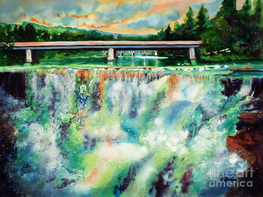 Two Bridges and a Falls 2          Painting by Kathy Braud