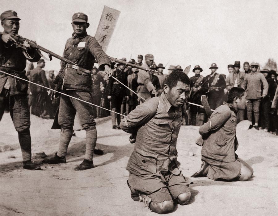History Photograph - Two Chinese Men Kneeling Prior by Everett