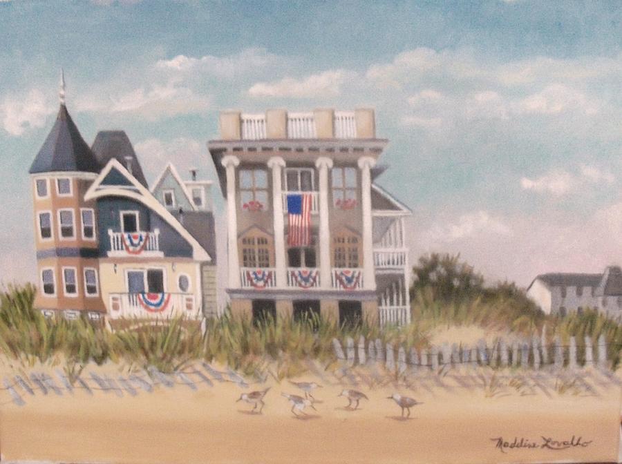 Two Different Houses On The Beach Painting by Madeline  Lovallo