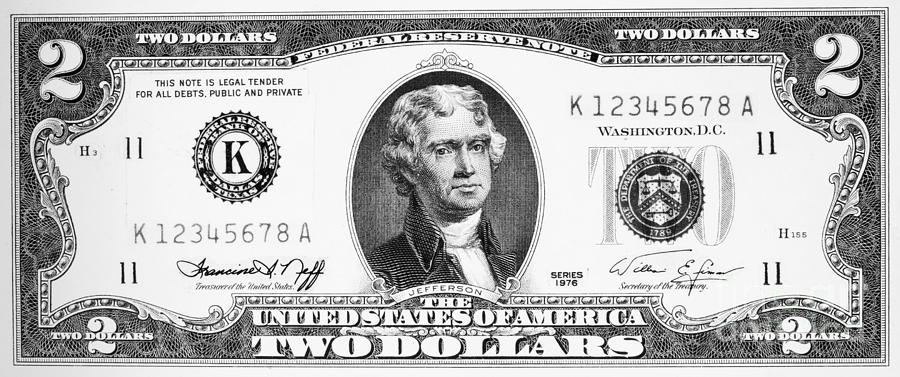 Two Dollar Bill Photograph by Granger