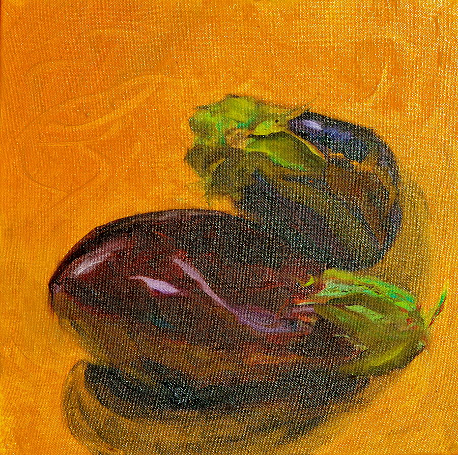 Two Eggplants Painting by Beverley Harper Tinsley